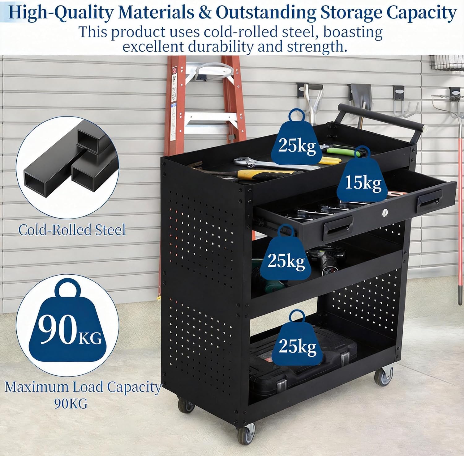 Tacleekii 27inch Tool Cart wit - đánh giá và giá Home Improvement Outlet Stores